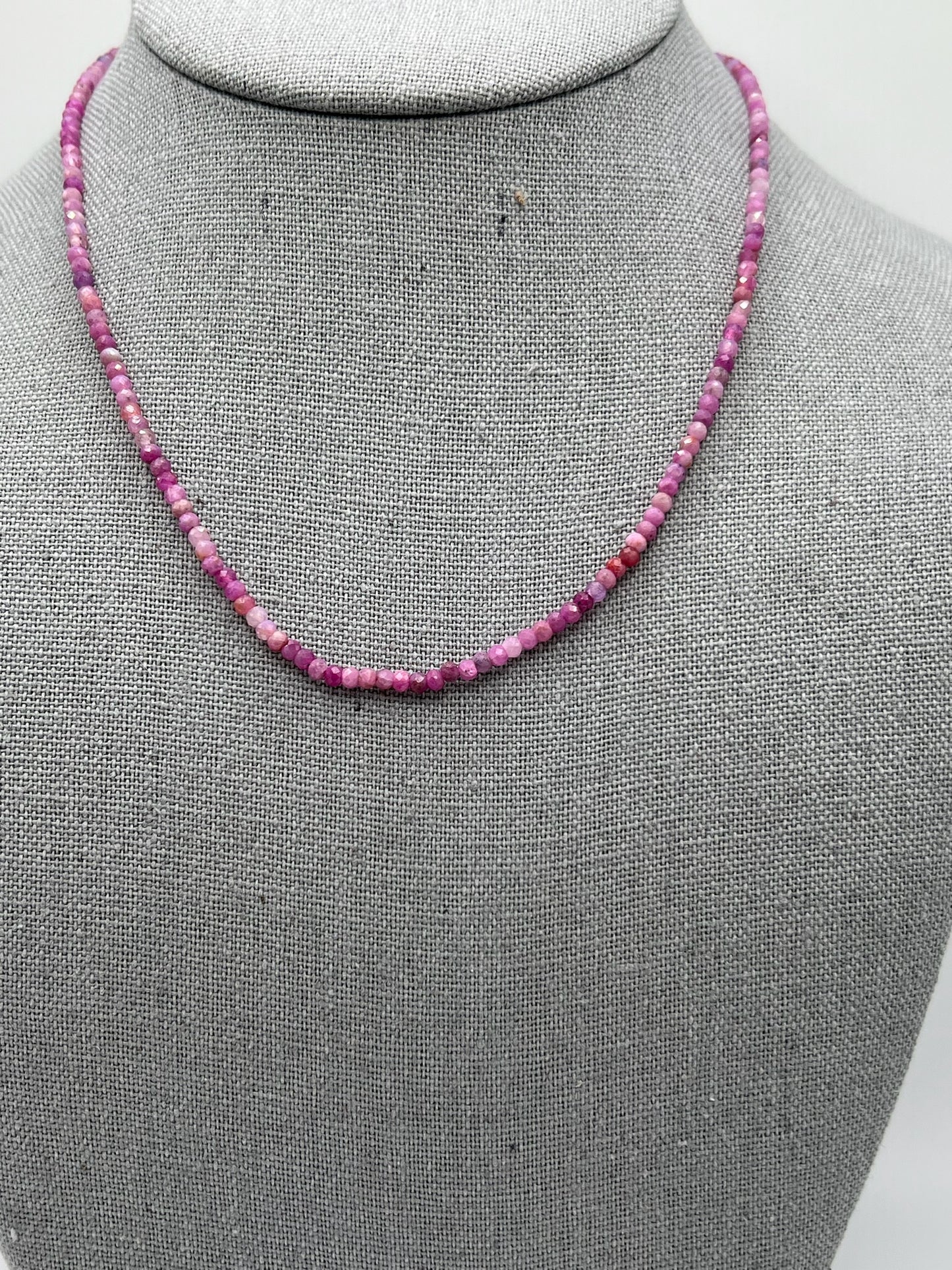Ruby Beaded Necklace with Gold-Filled Clasp