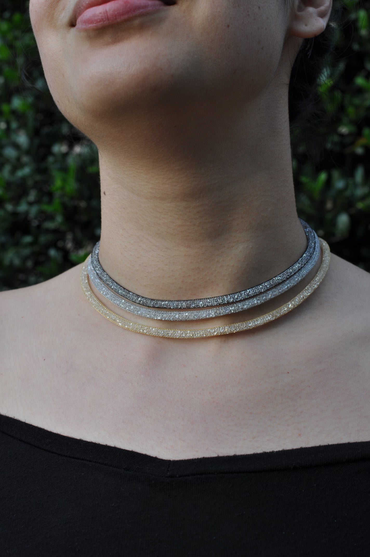 Swarovski Mesh Necklace with Magnetic Closure